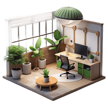 extraordinary classic Sustainable Office Design with Natural Light Transparent Background professional png