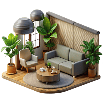 dramatic abstract Sustainable Office Interior Lounge Area Cutout exclusive png