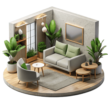 elegant abstract Sustainable Office Interior Lounge Area Cutout high resolution png
