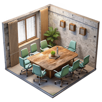 beautiful minimalist Sustainable Office Interior Meeting Room Cutout original png