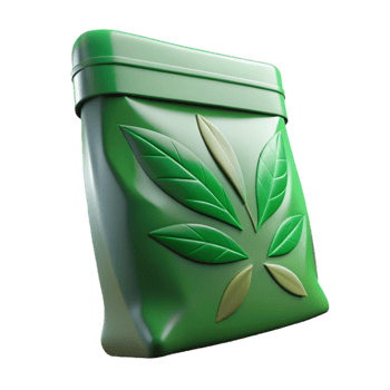 magnificent minimalist Sustainable Packaging Pouch with Green Leaf Pattern Isolated genuine png