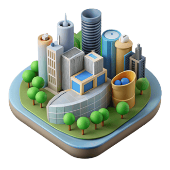 dramatic contemporary Sustainable Urban Development Diagram Isolated exclusive png