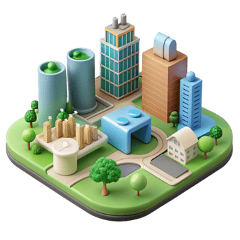 serene abstract Sustainable Urban Planning Diagram Isolated detailed png