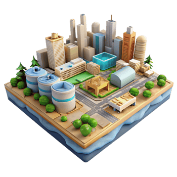 vibrant rustic Sustainable Urban Planning Model Isolated professional png