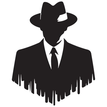 Mysterious Man Silhouette in Suit and Hat Image Art vector