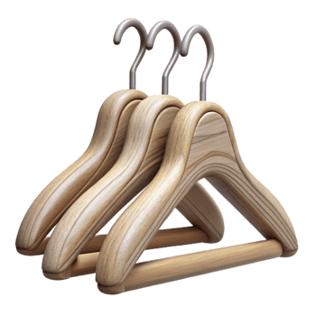 magnificent rustic Sustainable Wooden Hangers Set of Three Transparent Background png
