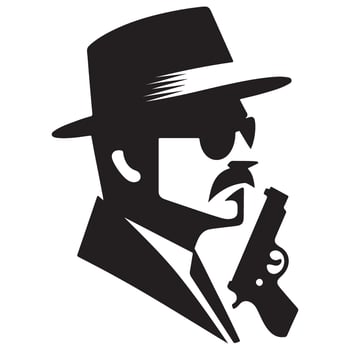 Silhouette of a Man With Gun and Moustache Illustration vector