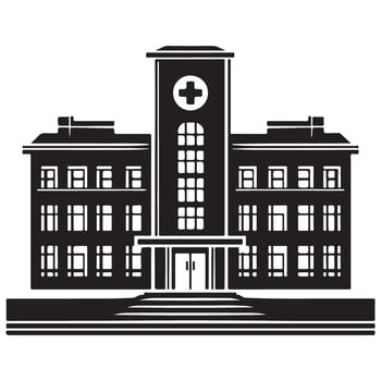 Detailed Hospital Architecture Illustration for Medical and Healthcare Facilities vector