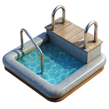 dramatic rustic Swimming Pool with Diving Board Transparent Background original png