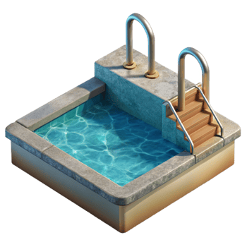 serene abstract Swimming Pool with Diving Board Transparent Background detailed png