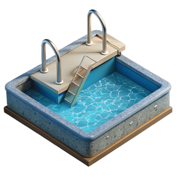 beautiful contemporary Swimming Pool with Diving Board Transparent Background png
