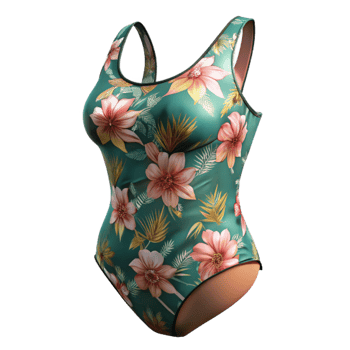 vibrant modern Swimsuit One Piece Floral Print Isolated high quality png