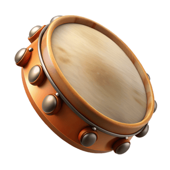 magnificent classic Tambourine Wooden Frame Isolated Cutout with Realistic Shadows high quality png