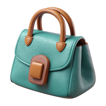 vibrant modern Teal Leather Handbag Handle Detail Cutout Isolated detailed png