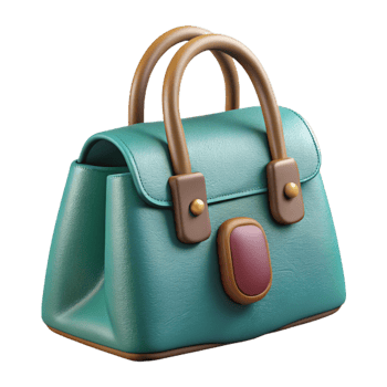 beautiful traditional Teal Leather Handbag Handle Detail Cutout Isolated professional png