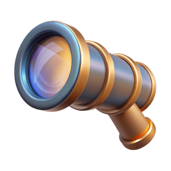 wonderful rustic Telescope Lens with Reflections Transparent Background Isolated Element high quality png