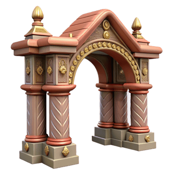 impressive creative Temple Entrance Archway Decorative Carvings Isolated png