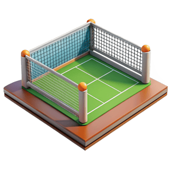 elegant artistic Tennis Court with Net Cutout Element detailed png