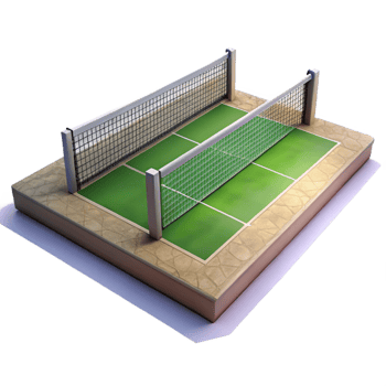 vibrant contemporary Tennis Court with Net Cutout Element original png