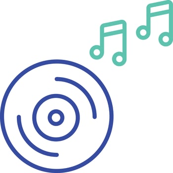 CD music outline dual color illustration icon design vector