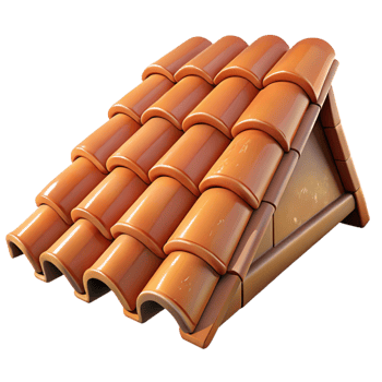 serene rustic Terracotta Roof Tiles Weathered Texture Transparent Background detailed png