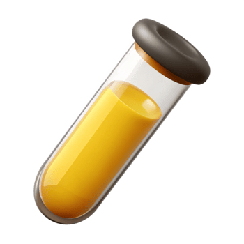 wonderful traditional Test Tube with Yellow Liquid Isolated on Transparent Background original png