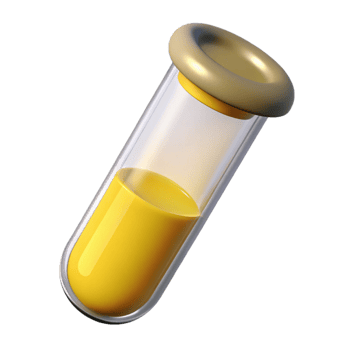 magnificent minimalist Test Tube with Yellow Liquid Isolated on Transparent Background high resolution png