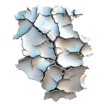 Metallic Shattered Glass Effect on Transparent Background png
