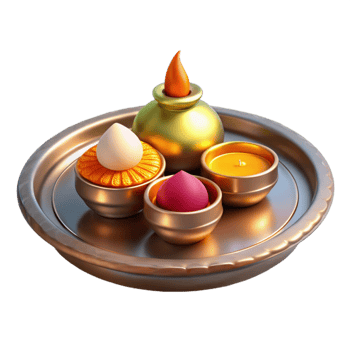 elegant vintage Thali Plate Diwali Puja Ritual Transparent Background detailed png