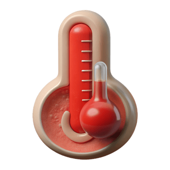impressive classic Thermometer Showing High Temperature Red Hue Transparent Background professional png