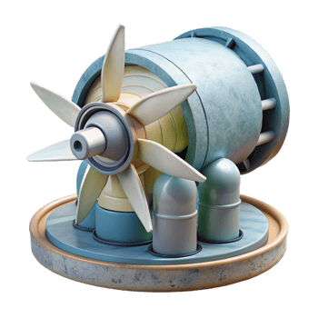 wonderful minimalist Tidal Power Generator Model Front View Transparent Background premium png