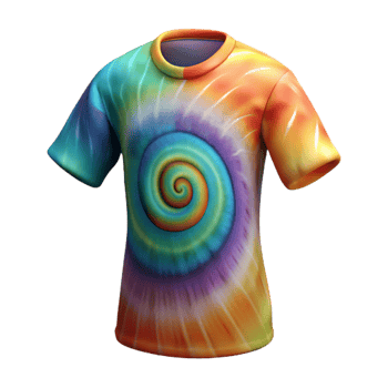 dramatic creative Tie Dye Shirt Spiral Pattern Cutout Transparent Background high quality png