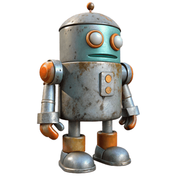 dramatic traditional Tin Can Robot Toy Side View Cutout genuine png