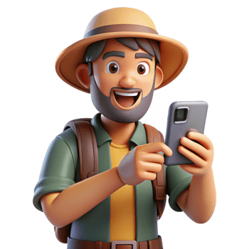 stunning minimalist Tourist Taking a Photo with Smartphone Isolated exclusive png