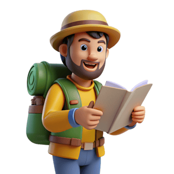 extraordinary classic Tourist with Backpack and Map Isolated original png