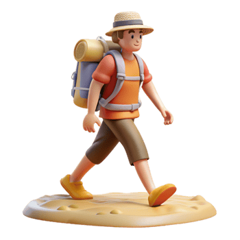 extraordinary classic Tourist with Backpack Walking on Beach Transparent high quality png