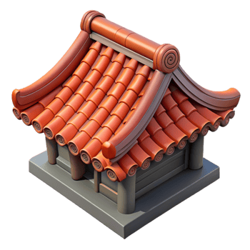 dramatic vintage Traditional Chinese Temple Roof Ornament Isolated detailed png