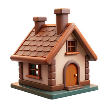 dramatic traditional Traditional Cottage with Chimney Isolated professional png