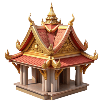 elegant classic Traditional Thai Temple Roof Detail Transparent Background original png