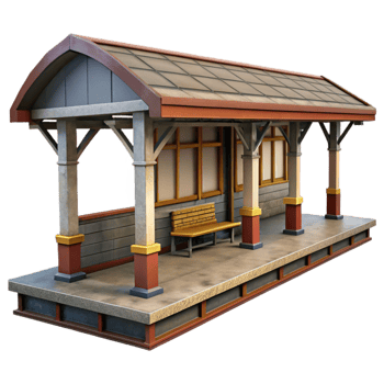 dramatic traditional Train Station Platform Side View Transparent Background exclusive png