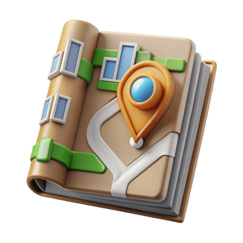 magnificent rustic Travel Guide Book with City Map Cutout with Detailed Illustrations authentic png
