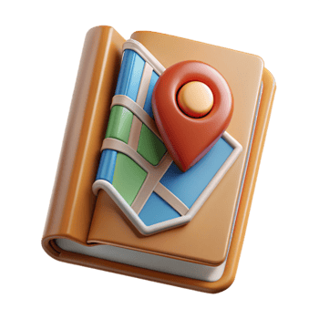 vibrant creative Travel Guide Book with City Map Cutout with Detailed Illustrations authentic png