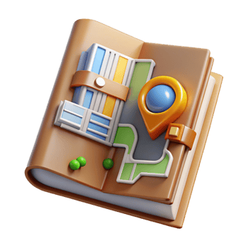 magnificent modern Travel Guide Book with City Map Cutout with Detailed Illustrations high quality png