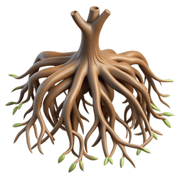 vibrant classic Tree Roots Close Up Isolated Element high quality png