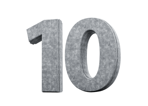 Concrete Number Ten 10 Digit Made Of Grey Concrete Stone 3d Illustration png