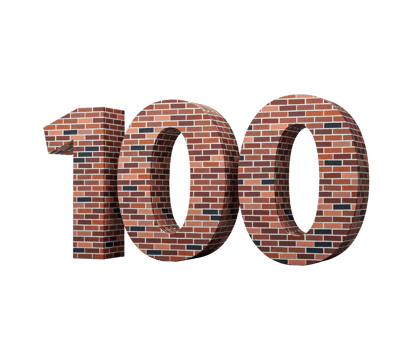 Bricks Wall Number Hundred 100 Digit Made Of Colored Wall Of Bricks 3D Illustration png