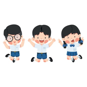 A group of kids jumping vector