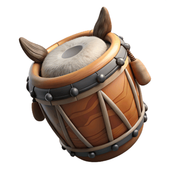 impressive creative Tribal Drum with Animal Hide Transparent Background high quality png