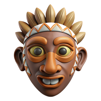 elegant vintage Tribal Mask with Humanlike Features Cutout high quality png