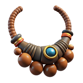 dramatic modern Tribal Necklace with Beads Isolated Element original png